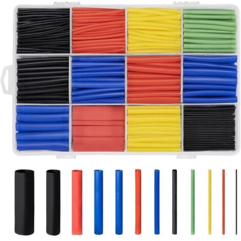 800 Pièces Gaine Thermorétractable Etanche - 1 à 13 mm - Assortiment de tubes Thermoretractables Noir Bleu Rouge Jaune Vert (1/4)