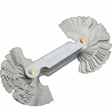 Peigne Filetage, Jauge Filetage métrique 58 Lames Set vis Pas de Fil jauge de Coupe système de Pouce métrique jauge，argent, une pièce， (1/4)