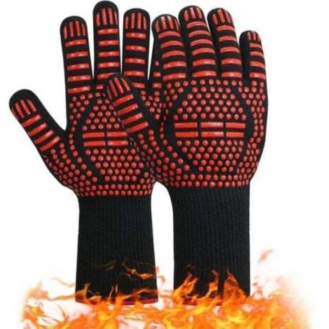 Gants de barbecue, gants de cuisine en silicone antidérapants, la température la plus élevée peut atteindre 800 ° C (1/5)