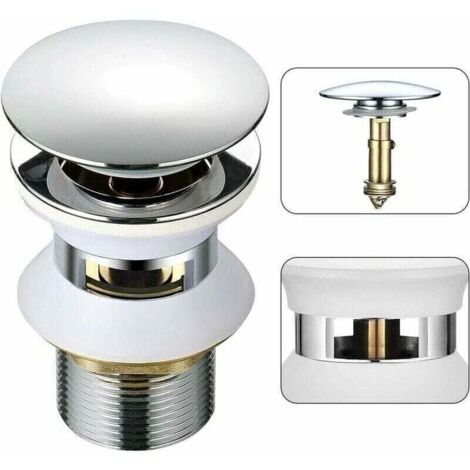 AIPERQ Universel Bonde Lavabo avec Trop-plein Pop-Up Automatique Push Open Click Clack pour Salle de Bain 1-1/4 en Laiton Chromé (1/4)