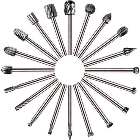 Fraises Rotatives - 20Pcs Embouts de Fraisage HSS Fraise Bois Outil de Routage du Bois avec 3mm Tige pour Dremel/Accessoires Outil Rotatif pour Bricolage Menuiserie, Gravure (1/4)