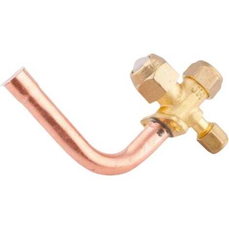 Vanne D'arrêt pour Systèmes de Climatisation, 3 Voies, à Installer, Laiton, Pièce de Rechange, pour Entretien, Réparation, Service, Vanne D'ac, φ10 (1/4)