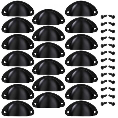Poignée de Tiroir Bouton Porte Coquille Poignée en Forme de Coquille Décoration Porte Meuble Tiroir Armoire Placard avec Vis 20 Pièces Noir (1/4)