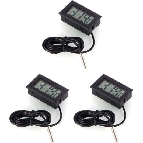 Enowelir Monitor de Temperatura Digital LCD Termómetro con sonda Externa para el refrigerador y congelador Acuario -Black (1/4)