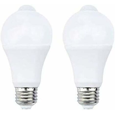 12W E27 PIR Infrarouge Ampoule LED avec Détecteur de Mouvement ON/OFF Automatiquement A60 220V 700lm équivalent 70W Halogène pour Escalier Couloir Garage（Lot de 2,Blanc Chaud 2700k） (1/4)