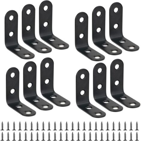 12 Pièces Équerre de Fixation 40mmX40mm Equerre de Fixation Noir Angle Droit Support en forme de L 40mm Équerre Angle 90 Degrés (1/4)