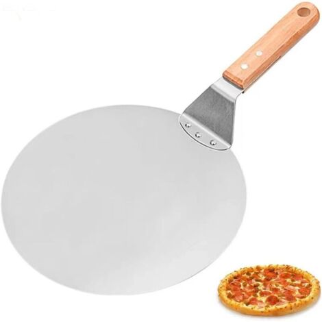 Pelle à pizza en aluminium de qualité supérieure avec manche en bois de 22 cm 25,5 x 25,5 cm / 10 pouces Pizza pour la cuisson de la pizza à la main Pelle en aluminium Raffiné Four à pizza Acce (1/4)
