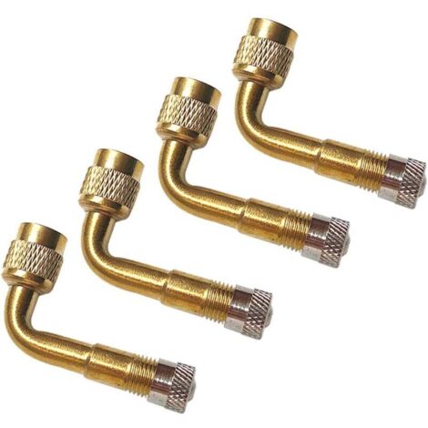 4Pcs Professionnel Adaptateur d'Extension de Valve de Pneu, Extension de Tige de Valve de Pneu de 90 Degrés, Prolongateur Coude pour Valve de Pneu, pour Voiture Camion Moto Vélo (Doré) (1/4)