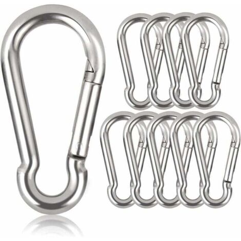 Lot de 10 mousquetons porte-clés, 80 mm x φ8 mm, charge maximale : 250 kg (1/4)