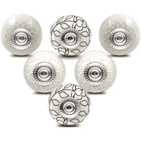 Bouton de Meuble Porcelaine Poignee Commode Ceramique Boutons de Porte Vintage pour Placard Tiroir (6 Pièces) (1/4)