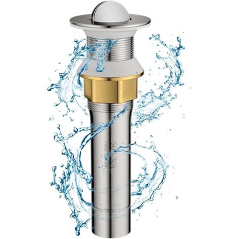 Bonde de lavabo en acier inoxydable, anti-explosion et anti-obstruction, facile à utiliser pour la cuisine et la salle de bain (sans trop-plein). (1/2)