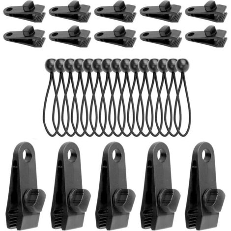 15 pièces Pince pour bache et 15 pièces tendeur Elastique tendeur bache 15CM Fixation bache Multifonction Attache bache (1/4)