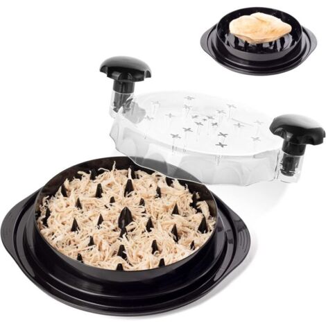 Déchiqueteur de poulet, outil pour effilocher les blancs de poulet avec couvercle transparent, déchiqueteur de viande, poignée ergonomique, nettoyage facile, antidérapant, résistant à la chaleur, sans (1/4)