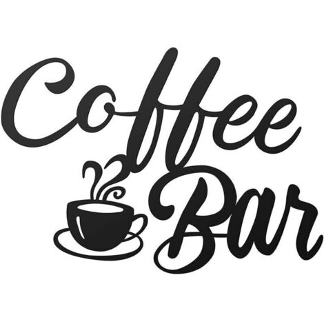 Coffee Bar Decoration, Deco Cuisine, Decoration Murale Metal, 30x22cm Deco Bar, Gravure Laser Sur Fer, Pour la Cuisine, de la Station de Café, du Bar(Noir) (1/4)