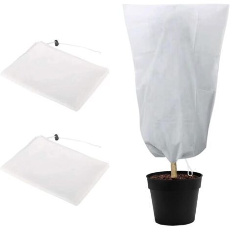 Housse de protection pour plantes d'hiver, Housse d’Hivernage pour plantes de jardin éutilisable, fermeture éclair et cordon de serrage - Blanc - 2 Pack 120 x 180cm (1/4)