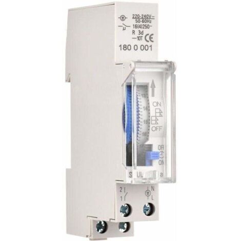 Minuterie mécanique de 24 heures Minuterie minimale de 15 minutes Montage sur rail Batterie intégrée, SUL180a AC220-240V Gris - SUL180a AC220-240V Gris. (1/4)