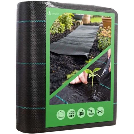 Toile de paillage 10mx2m 100g/m² - Bâche géotextile anti-mauvaises herbes anti-UV perméable à l'eau anti-repousse (1/4)