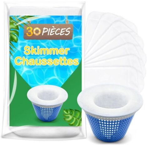 Chaussette Skimmer Piscine 30 Pièce, chaussette piscine, Prefiltre Skimmer Nylon Élastique avec Maillage Ultra-Fin (1/4)