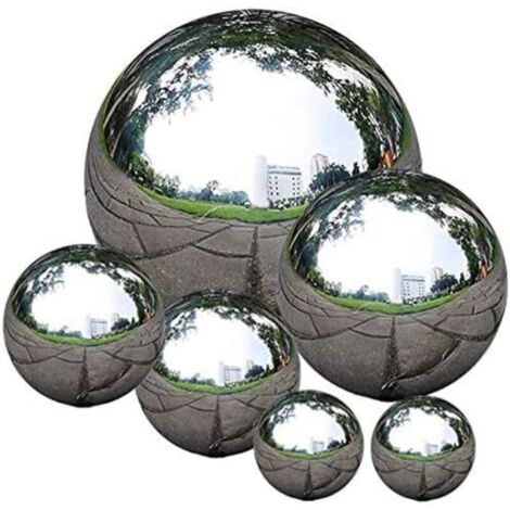 En Acier Inoxydable Poli Miroir 50 à 150 mm Boule réfléchissante Flottante pour décoration de Jardin 6 PCS