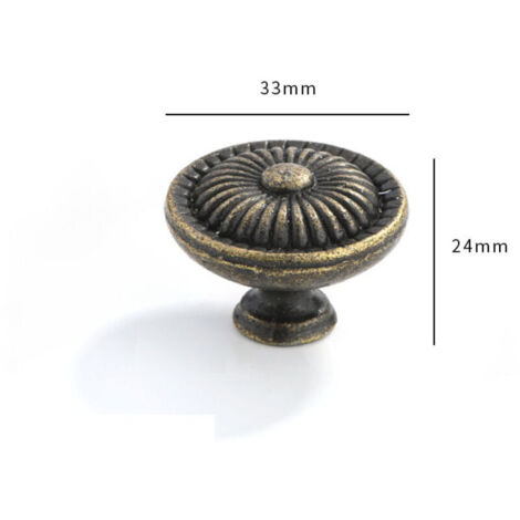 Lot de 10 boutons de placard ronds en laiton antique, style vintage, pour commode, tiroir, cuisine, style rustique classique, poignée de porte à trou unique (1/2)