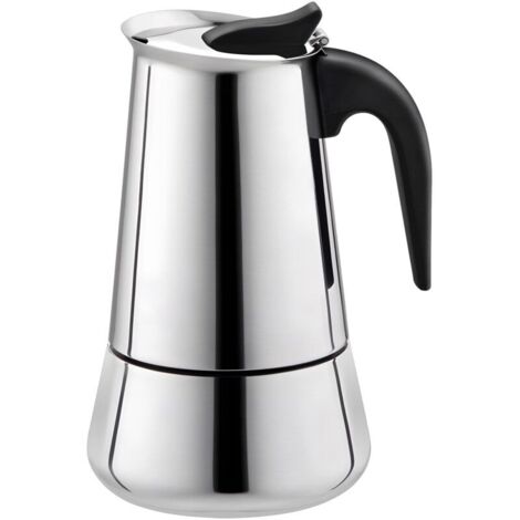 Aougo – Cafetière italienne 100 ml en acier inoxydable – 2 tasses – Soupape de sécurité pour extraction optimale – Compatible tous feux (1/5)