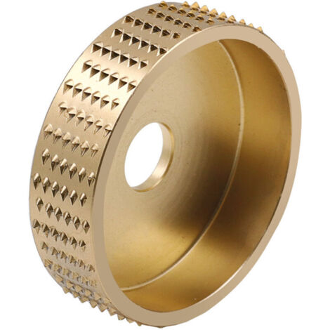 Disque de sculpture sur bois de 7,5 cm pour meuleuse d'angle et perceuse électrique manuelle - Disque de façonnage du bois d'angle - Roue de meulage rotative de ponçage (doré) (1/5)