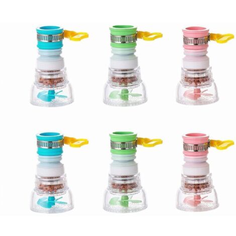 Mini Filtre à Eau pour Robinet, 6 Pièces Filtre à Eau pour Robinet de Cuisine,Filtration Minérale Active, Adaptée aux Robinets Pliants de Cuisine, Baignoire et Douche (Rose, Bleu, Vert) (1/5)