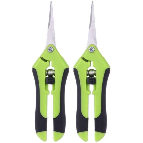 Lot de 2 ciseaux pour élaguer des ciseaux à élaguer manuel en acier inoxydable professionnel (Vert) (1/5)