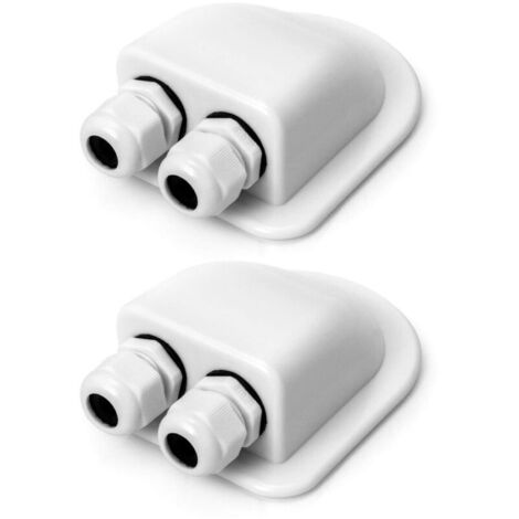 2PCS Passe-Toit IP68 Presse-étoupe Solaire étanche boîtier d'entrée de câble Double résistant aux intempéries, Caravane et Bateau Passe câble en ABS, Blanc (1/5)