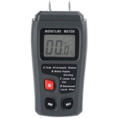 Compteur d'humidité du bois LCD numérique Testeur d'humidité Détecteur de fuite d'eau humide en bois pour matériau de construction en bois Murs en bois Plancher en papier (1/5)