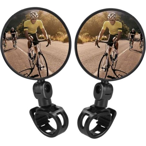 Miroirs De Vélo, 2pcs Vélo Vélo Vue Arrière Miroirs Réglable Rotatif Guidon Monté en Plastique Miroir Convexe pour Vélo De Route De Montagne (1/4)