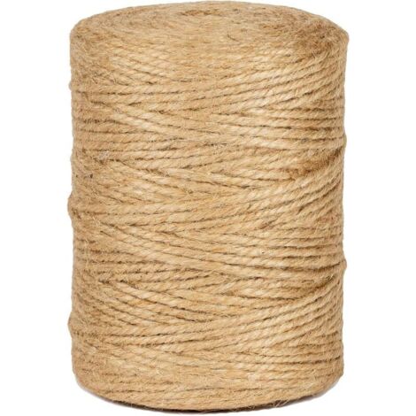Ficelle Jute teinte naturelle 200 m, sangles cadeaux, corde d'emballage cadeau, emballage cadeau de Noël,sans odeur, pour bricolage, jardinage, entretien, emballage, arts créatifs(Ø3mm)