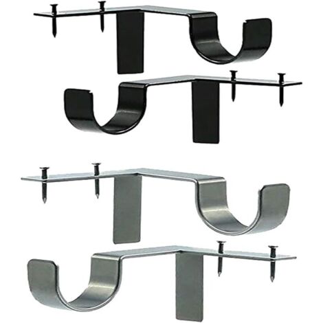 Aougo – Supports tringle à rideau sans perçage – Lot de 4 – Fer antirouille – Fixations murales réglables – Pour tringles à vêtements et rideaux (1/5)