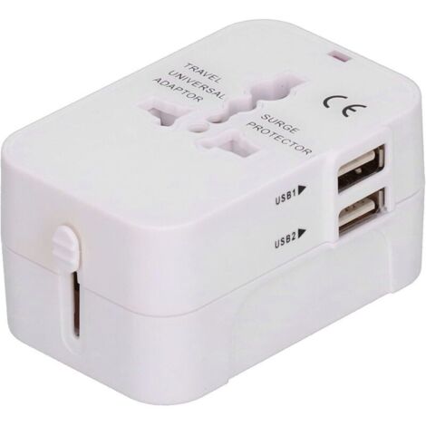 Adaptateur de Voyage USB, Prise de convertisseur de Puissance Portable de Charge Intelligent pour convertisseur de Prise de Voyage pour ménage(Blanche) (1/5)