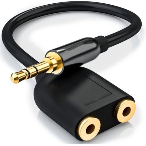 Adaptateur Jack Audio Stéréo - 2X Jack 3,5mm Femelle à 1x Jack Mâle 3,5mm - Noir(1Pcs,25cm) (1/5)