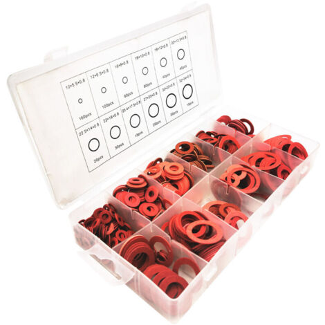 600 Pcs Kit de Rondelles Plates en Fibre de Papier d'acier Rouge Joint d'isolation Assorti (1/5)