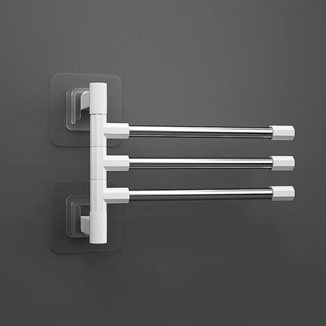 Porte-Serviettes Pivotant à Ventouses Support Mural pour Serviettes de Salle de Bain, avec 3 Barres 180° Pivotantes Towel Rack Tower Hanger (31.5x11.7x26cm) (1/5)