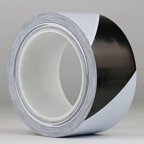 Hazard Ruban De Signalisation 48Mm X 33M, Signal Universel Ruban Adhésif De Marquage Et D'avertissement – Balise Et Signalise Les Zones Dangereuses(Blanc et Noir) (1/5)
