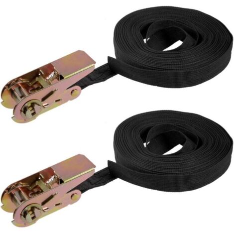 10mx25mm Sangle arrimage cliquet Sangles Cargo 250kg Charge Travail 2Pcs (1/5)