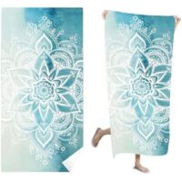 CSPARKV Serviette de Plage Microfibre 180x90 Anti Sable Drap de Bain Grande Taille Drap de Plage à Séchage Rapide pour Plage, Voyages, Piscine, Camping, Yoga,Bleu de Mer