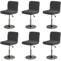 Noir-Bar Stool Lot de 6 housses de chaise extensibles amovibles avec housse de dossier pour chaise pivotante courte avec dossier (pas de chaises)