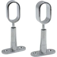 Barcelona Support Tringle Penderie 2 Support pour Barre Penderie Ovale Hauteur 41 à 105mm Zinc-Aluminium Support Central de Tube pour Armoire Penderie Vetement, Tringle Rideau Plafon