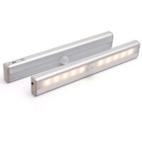 Lampe Detecteur De Mouvement Interieur, Lot De 2 Lampe 10 LED Sans Fil, Lampe Rechargeable USB Détecteurs De Mouvement Avec Magnétisme, Pour Armoires, Escaliers, Couloirs, Garages