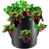 CSPARKV Upgrade Strawberry Grow Bags, Felt Strawberry Pot with 6 Side Grow Pocket, 7 Gallon Planting Pots, Non-Woven Fabric Breathable Portable for Strawberries Grow, Garden, Herbs, Flowers