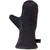 Gant pour cheminée avec Isolation Thermique, Gant en Cuir pour Four, Gant de Protection Ignifuge, Gant pour Barbecue, Gant en Cuir résistant à la Chaleur, Noir
