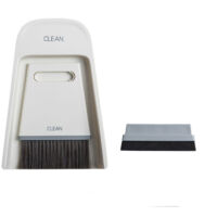 Ensemble de pelle à poussière de balai, balais de poussière Table de bureau Mini balai de nettoyage de pelle à poussière brosse de nettoyage essuyage outils de nettoyage(Gris Blanc)