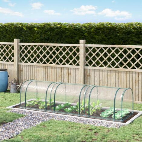 Outsunny Mini Serre de Jardin mini serre tunnel serre à tomates 3.5L x 1l x 0.8H m Acier PVC Haute densité Anti-UV 3 fenêtres avec Zip enroulables Vert et Transparent (1/5)