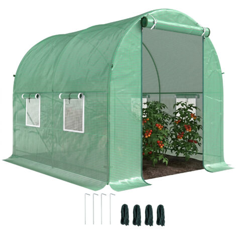 Serre de jardin à structure métallique avec 4 fenêtres en polyéthylène, 2,5 x 2 x 2 m. Verte. (1/5)