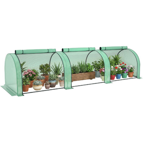 Serre tunnel en acier et plastique PP avec portes enroulables. 3 x 1 x 0,8 m. Verte. (1/5)
