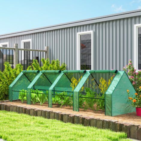 Mini Serre de Jardin mini serre tunnel 4 fenêtres avec Zip enroulables Acier PE 140 g/m² Anti-UV 360x90x90cm Vert (1/5)